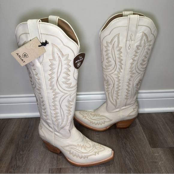 Ariat Casanova Western White Leather Cowboy Tall Boots - Picture 3 of 13